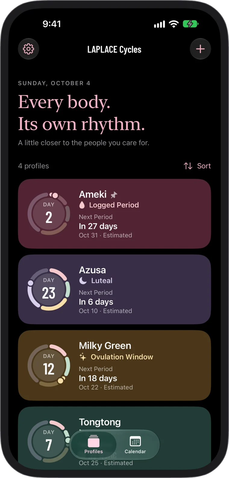 The Profiles tab in Dark Mode