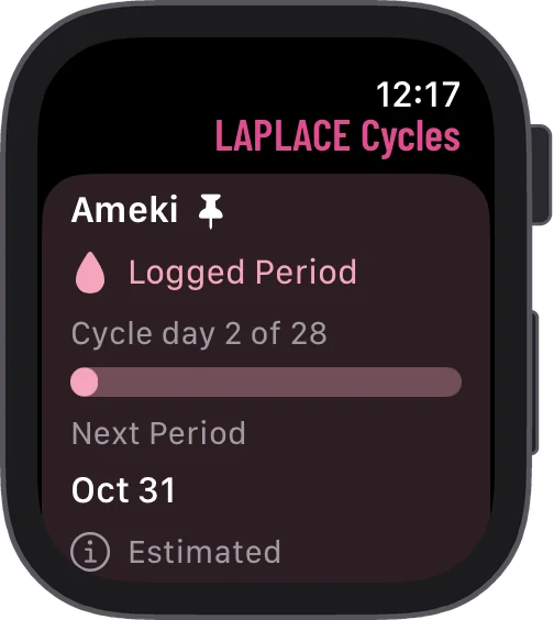 A profile’s cycle day on Apple Watch