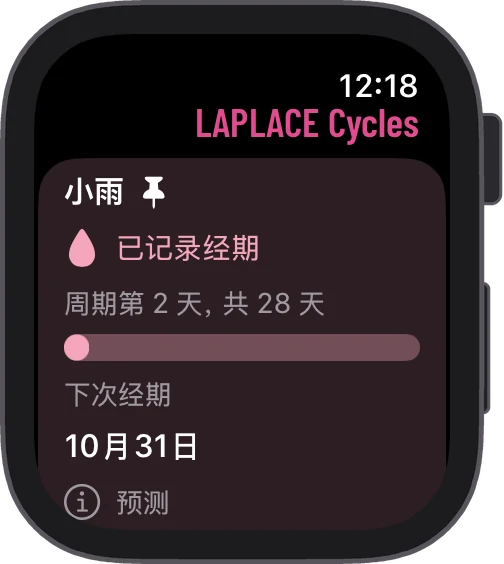 Apple Watch 上显示的档案周期