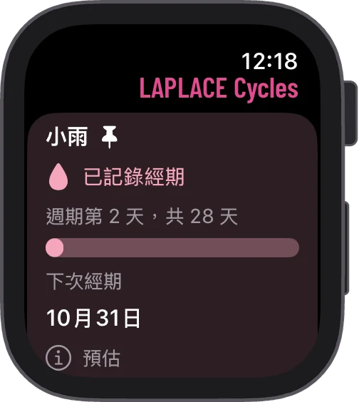 Apple Watch 上顯示的檔案週期